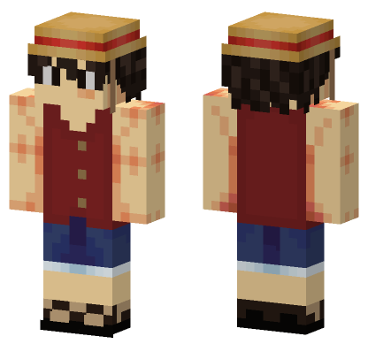 Luffy Straw Hat Pirate Minecraft Bedrock skin