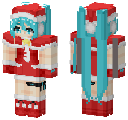 Miku Christmas Skin Minecraft Bedrock skin