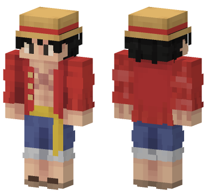 Monkey D Luffy Straw Hat Minecraft Bedrock skin
