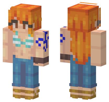 Nami Orange Hair Minecraft Bedrock skin