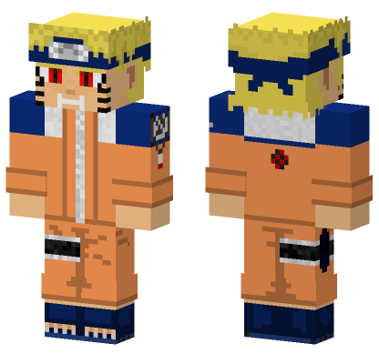 Naruto Uzumaki Nine Tails Rage Minecraft Bedrock skin