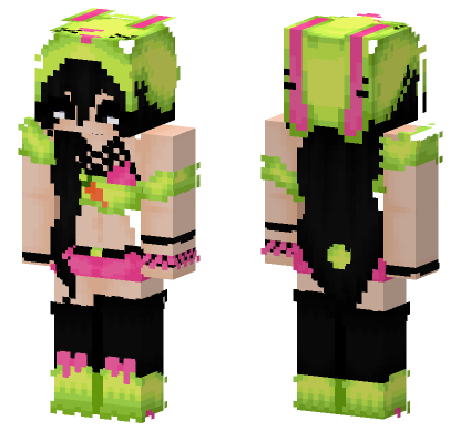 Neon Rabbit Girl Minecraft Bedrock skin