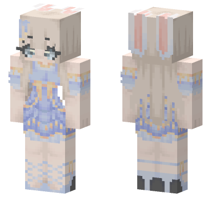 Pastel Blue Bunny Girl Minecraft Bedrock skin