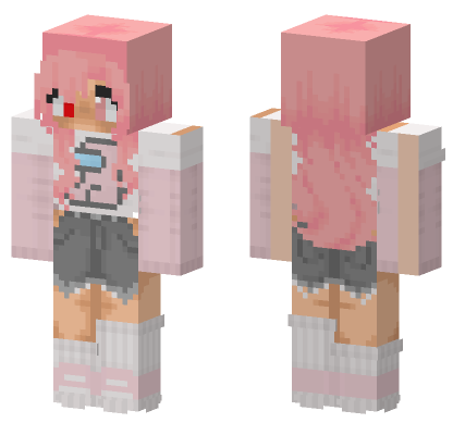 Pink Among Us Girl Minecraft Bedrock skin