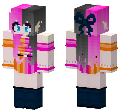 Pink And Grey Hair Girl Minecraft Bedrock skin
