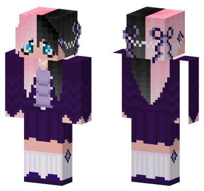 Pink Black Hair Girl Minecraft Bedrock skin