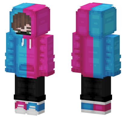 Pink Blue Hoodie Skin Minecraft Bedrock skin