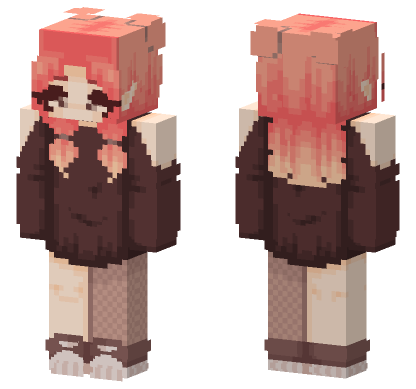 Pink Haired Elf Girl Minecraft Bedrock skin