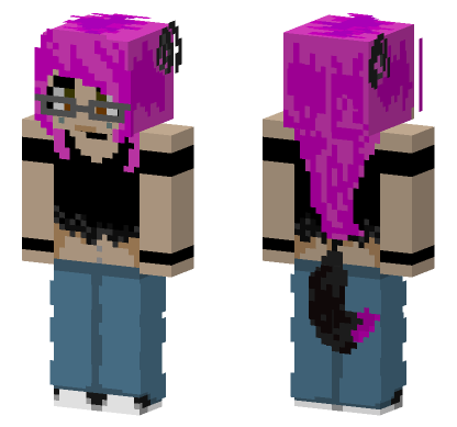Pink Haired Wolf Girl Minecraft Bedrock skin