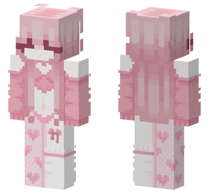 Pink Heart Sweater Girl Minecraft Bedrock skin