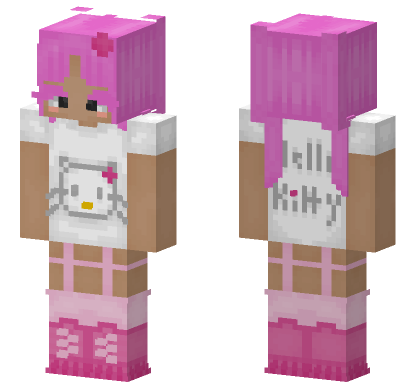 Pink Hello Kitty Outfit Minecraft Bedrock skin