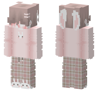 Pink Plaid Bunny Girl Minecraft Bedrock skin