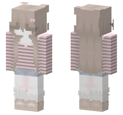 Pink Striped Pajama Girl Minecraft Bedrock skin