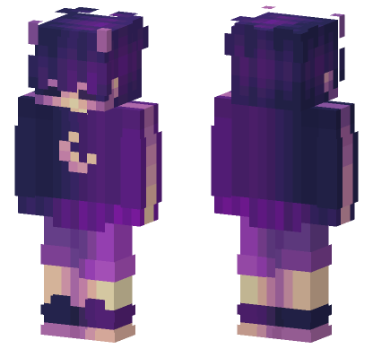 Purple Anime Girl Minecraft Bedrock skin
