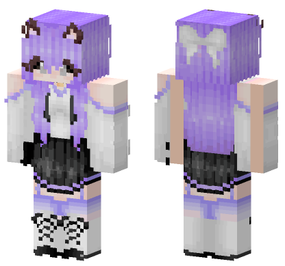 Purple Cat Girl Outfit Minecraft Bedrock skin