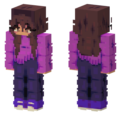 Purple Hoodie Girl Minecraft Bedrock skin