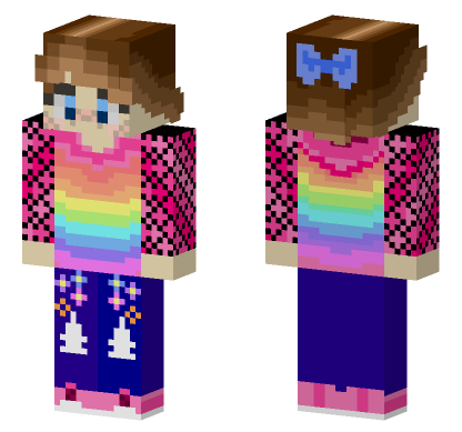 Rainbow Christmas Girl Minecraft Bedrock skin