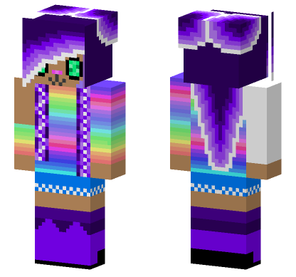 Rainbow Hoodie Girl Minecraft Bedrock skin