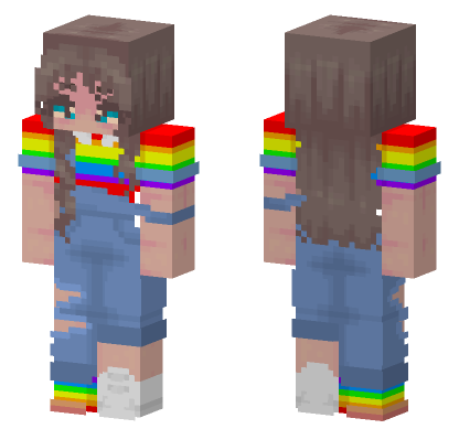 Rainbow Overalls Girl Minecraft Bedrock skin