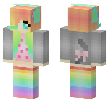 Rainbow Pastel Girl Minecraft Bedrock skin
