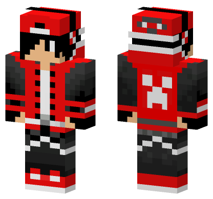 Red And White Creeper Minecraft Bedrock skin
