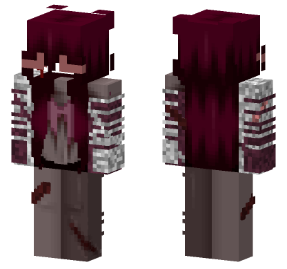 Red and White Girl Minecraft Bedrock skin