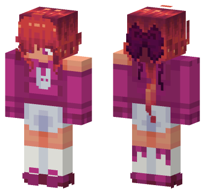 Red Haired Purple Girl Minecraft Bedrock skin