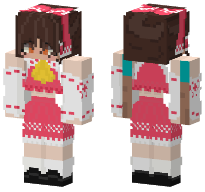 Reimu Hakurei Bad Apple Touhou Project Skin Minecraft Bedrock skin