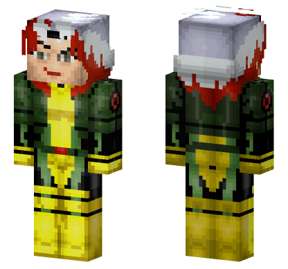 Rogue X-Men Red and Green Suit Minecraft Bedrock skin