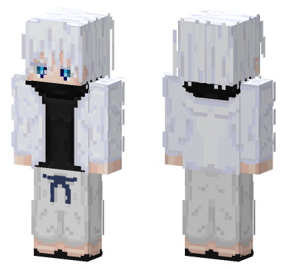 Satoru Gojo White Shirt Minecraft Bedrock skin