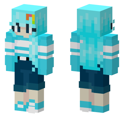 Skye Blue Hair Minecraft Bedrock skin