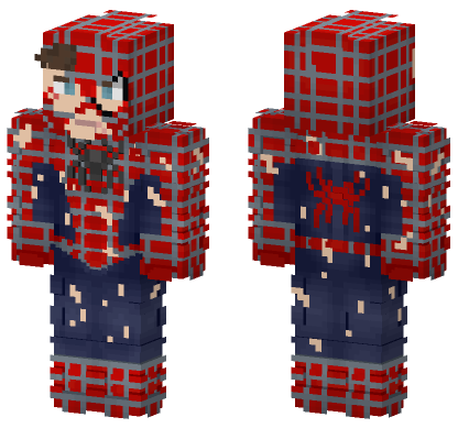 Spider-Man 2002 Battle Damaged Minecraft Bedrock skin