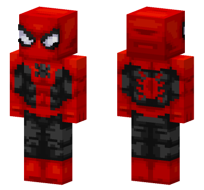 Spider-Man Red And Black Minecraft Bedrock skin