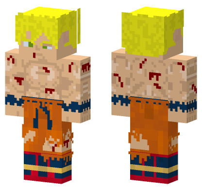SSJ Goku Battle Damage Frieza Saga Minecraft Bedrock skin