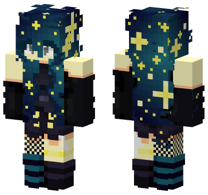 Starry Hair HD Minecraft Bedrock skin