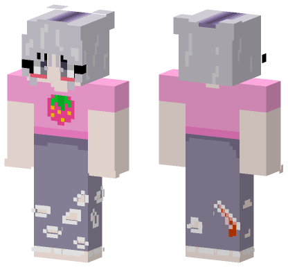Strawberry Pink Overalls Girl Minecraft Bedrock skin