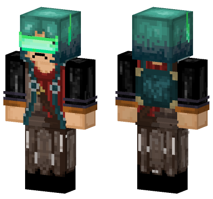 Teal Hooded Adventurer Minecraft Bedrock skin