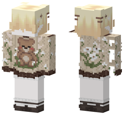 Teddy Bear Floral Outfit Minecraft Bedrock skin