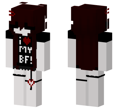 White and Red "I Love My BF!" Outfit Minecraft Bedrock skin