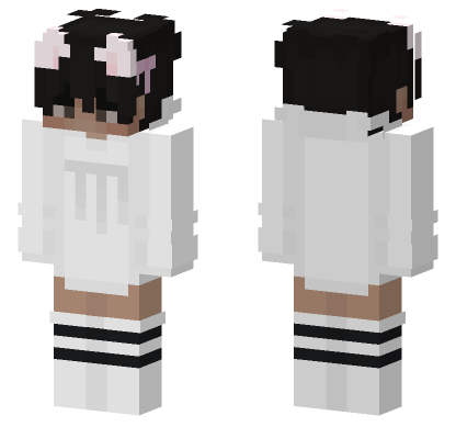 White Cat Girl Minecraft Bedrock skin